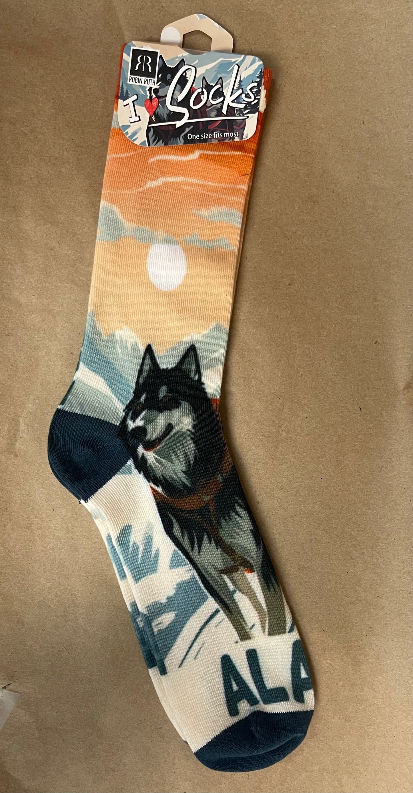 Orange & Green Husky Sock - adult size