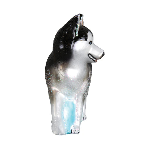 Siberian Husky Glass Ornament