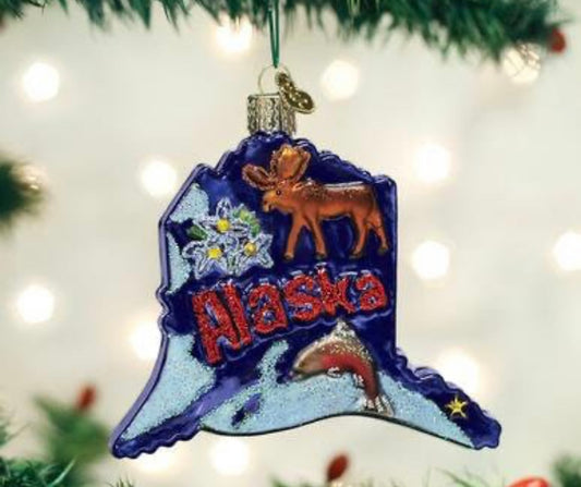 State of Alaska glass ornament