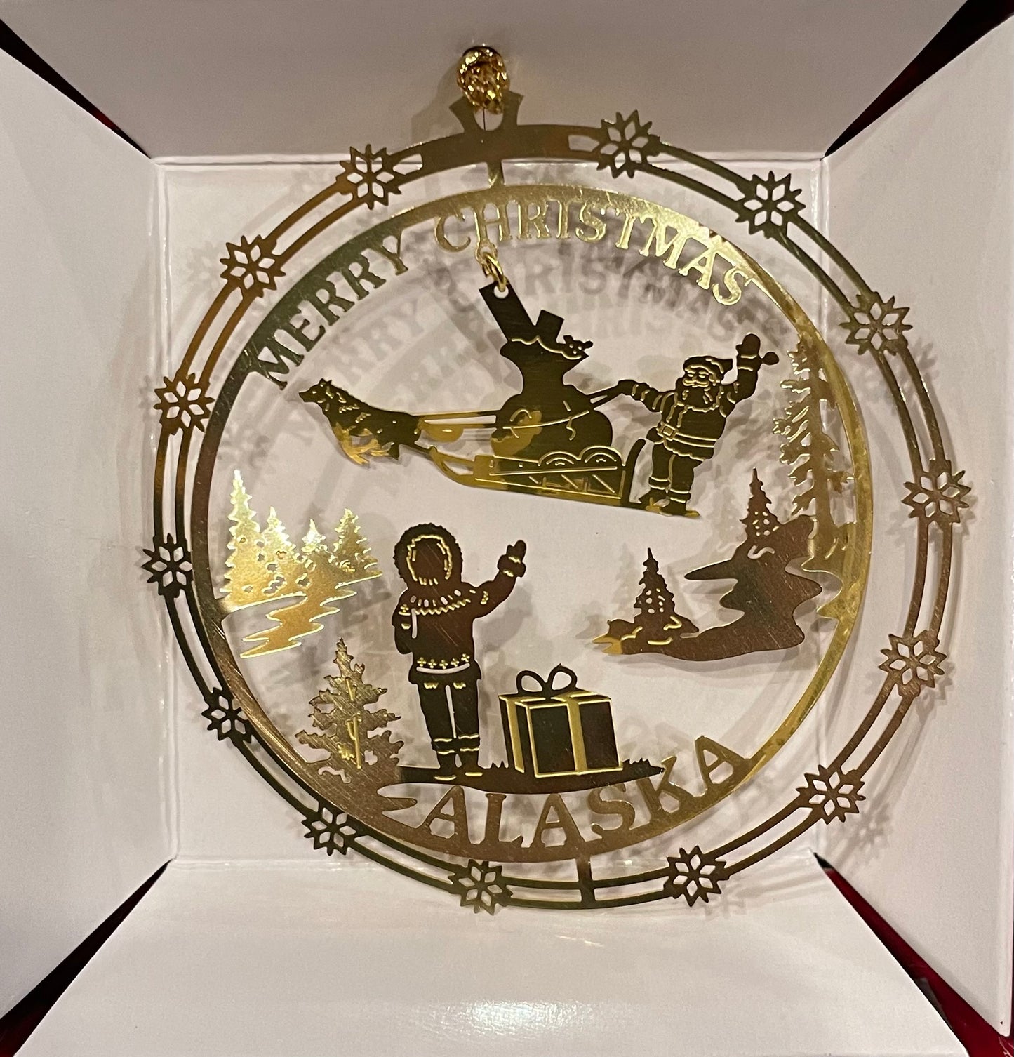 Brass Santa/Sled Ornament