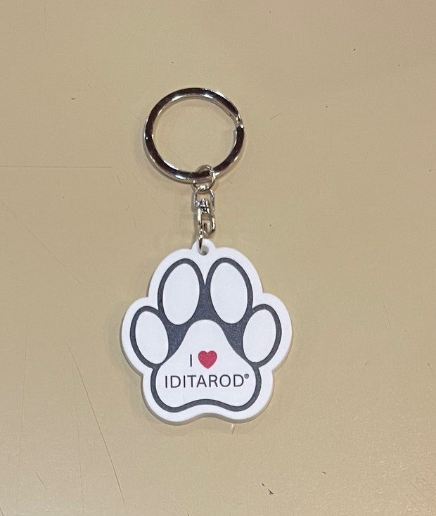 I Love Iditarod keychain-pawprint