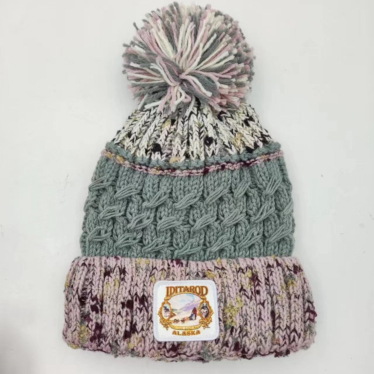Pink/Grey Knit Hat