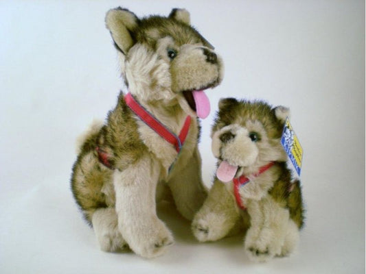 Plush Small Sitting Husky with Harness